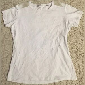 BUGATCHI white short sleeve stretchy plaid shoulder t-shirt Top shirt Large L